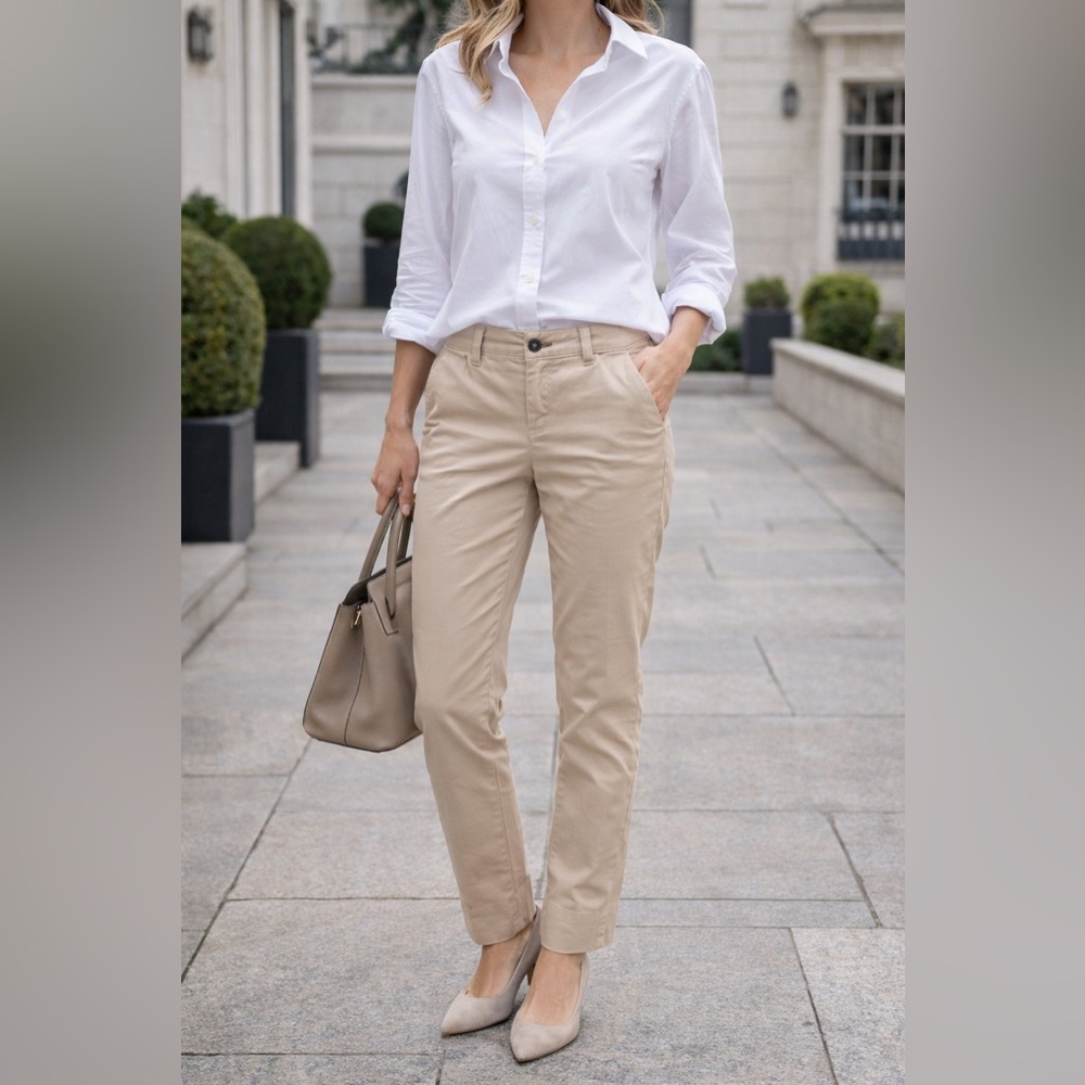 Armani Jeans Beige Slim Fit Stretch Chino Pants 29 Designer Cotton